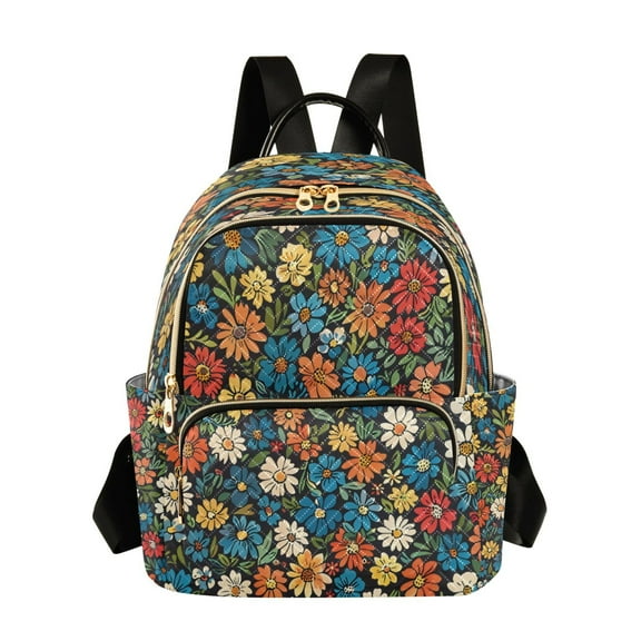 Quilted Backpack Fashion Backpack 10.23*5.11*12.59 Inch Women's Fashion Backpack Picnic Shopping Travel Out Sports backpack Little Flowers Seamless