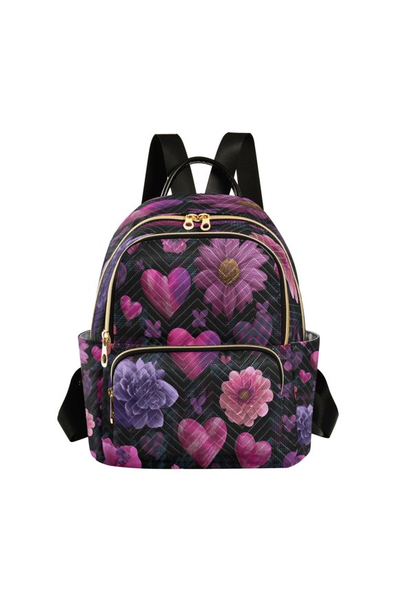 Quilted Backpack Fashion Backpack 10.23*5.11*12.59 Inch Women's Fashion Backpack Picnic Shopping Travel Out Sports backpack Pink Love Pattern