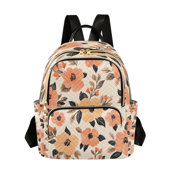 Quilted Backpack Fashion Backpack 10.23*5.11*12.59 Inch Women's Fashion Backpack Picnic Shopping Travel Out Sports backpack Pretty Orange Flowers