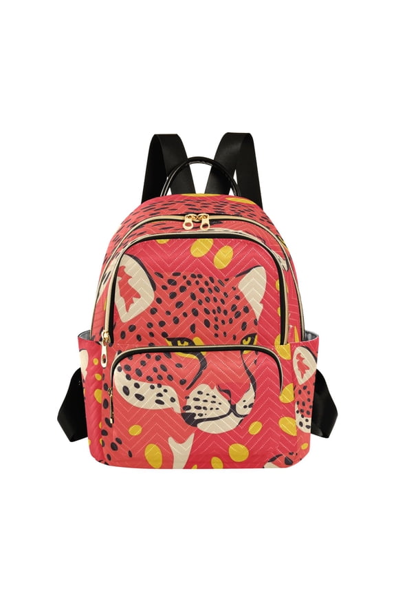 Quilted Backpack Fashion Backpack 10.23*5.11*12.59 Inch Women's Fashion Backpack Picnic Shopping Travel Out Sports backpack Red Cheetah