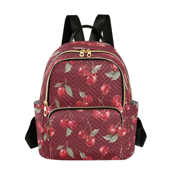 Quilted Backpack Fashion Backpack 10.23*5.11*12.59 Inch Women's Fashion Backpack Picnic Shopping Travel Out Sports backpack Red Cherry