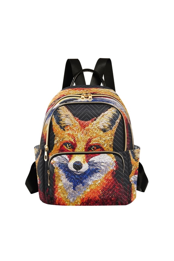 Quilted Backpack Fashion Backpack 10.23*5.11*12.59 Inch Women's Fashion Backpack Picnic Shopping Travel Out Sports backpack Red Sequined Fox