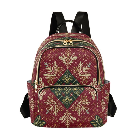 Quilted Backpack Fashion Backpack 10.23*5.11*12.59 Inch Women's Fashion Backpack Picnic Shopping Travel Out Sports backpack Romantic Red Christmas