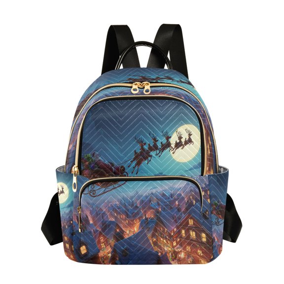 Quilted Backpack Fashion Backpack 10.23*5.11*12.59 Inch Women's Fashion Backpack Picnic Shopping Travel Out Sports backpack Santa Claus in The Sky