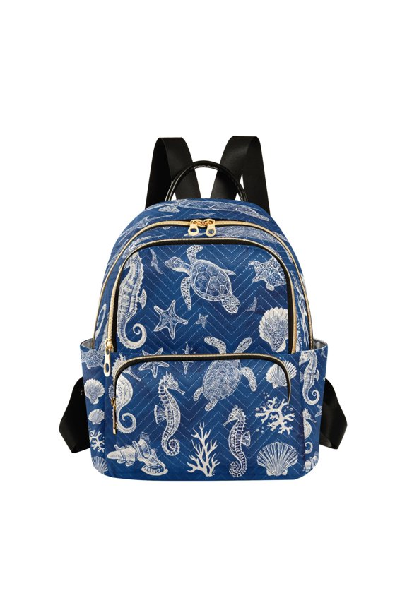 Quilted Backpack Fashion Backpack 10.23*5.11*12.59 Inch Women's Fashion Backpack Picnic Shopping Travel Out Sports backpack Sea Creatures Pattern