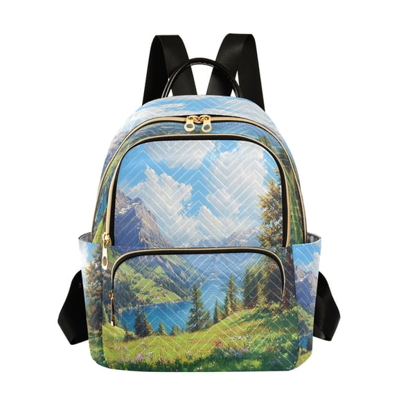 Quilted Backpack Fashion Backpack 10.23*5.11*12.59 Inch Women's Fashion Backpack Picnic Shopping Travel Out Sports backpack Spring River