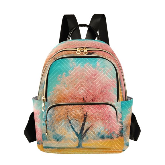 Quilted Backpack Fashion Backpack 10.23*5.11*12.59 Inch Women's Fashion Backpack Picnic Shopping Travel Out Sports backpack Spring Tree Scene