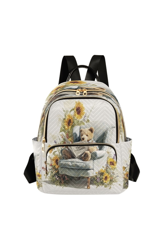 Quilted Backpack Fashion Backpack 10.23*5.11*12.59 Inch Women's Fashion Backpack Picnic Shopping Travel Out Sports backpack Watercolor Teddy Bear