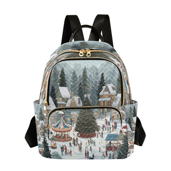 Quilted Backpack Fashion Backpack 10.23*5.11*12.59 Inch Women's Fashion Backpack Picnic Shopping Travel Out Sports backpack Cartoon Christmas Buildings