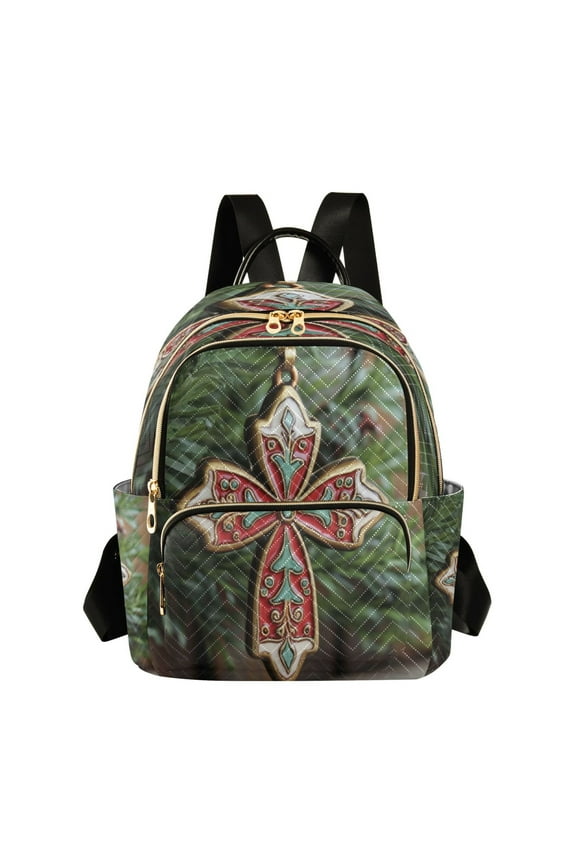 Quilted Backpack Fashion Backpack 10.23*5.11*12.59 Inch Women's Fashion Backpack Picnic Shopping Travel Out Sports backpack Christmas Cross Decoration