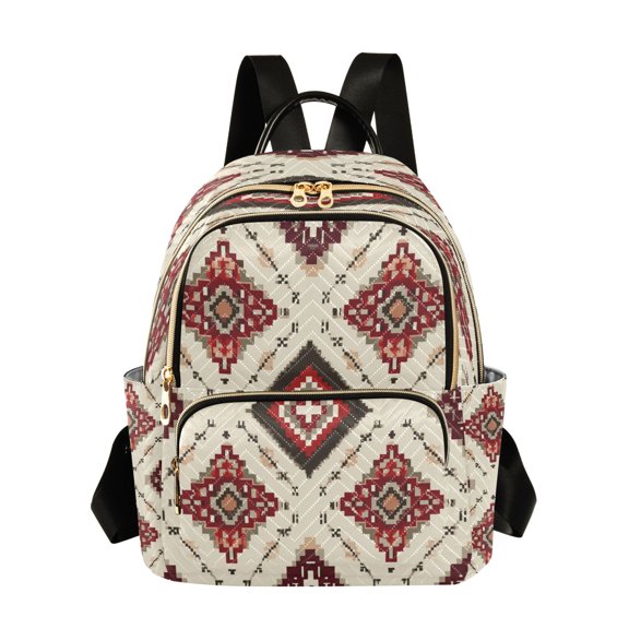 Quilted Backpack Fashion Backpack 10.23*5.11*12.59 Inch Women's Fashion Backpack Picnic Shopping Travel Out Sports backpack Crimson Diamond Ivory Border