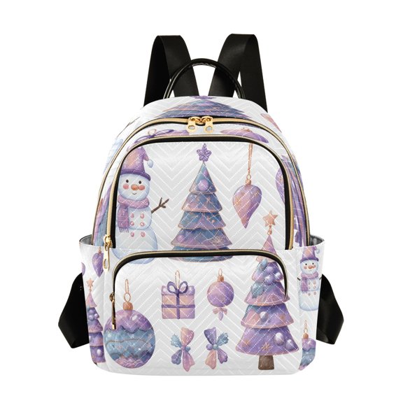 Quilted Backpack Fashion Backpack 10.23*5.11*12.59 Inch Women's Fashion Backpack Picnic Shopping Travel Out Sports backpack Purple Lovely Christmas Tree