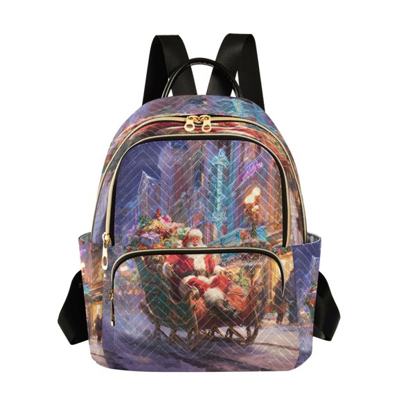 Quilted Backpack Fashion Backpack 10.23*5.11*12.59 Inch Women's Fashion Backpack Picnic Shopping Travel Out Sports backpack Santa Claus and The Sleigh