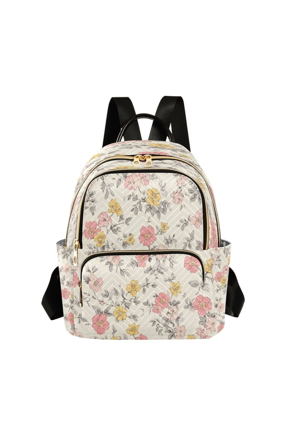 Quilted Backpack Fashion Backpack 10.23*5.11*12.59 Inch Women's Fashion Backpack Picnic Shopping Travel Out Sports backpack Small Floral Various Shades