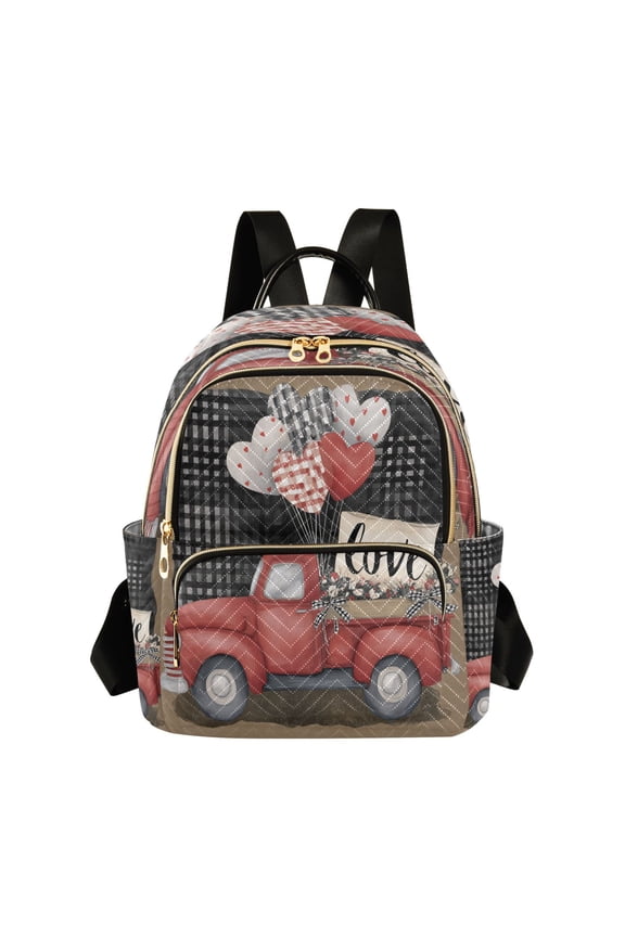 Quilted Backpack Fashion Backpack 10.23*5.11*12.59 Inch Women's Fashion Backpack Picnic Shopping Travel Out Sports backpack Valentine's Day Love Truck