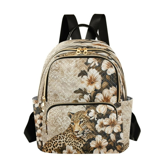 Quilted Backpack Fashion Backpack 10.23*5.11*12.59 Inch Women's Fashion Backpack Picnic Shopping Travel Out Sports backpack White Flower Sea and Leopard