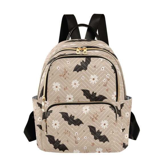 Quilted Backpack Fashion Backpack 11.41 * 6.1 * 14.17 Inch Women's Fashion Backpack Picnic Shopping Travel Out Sports backpack Bats and White Flowers