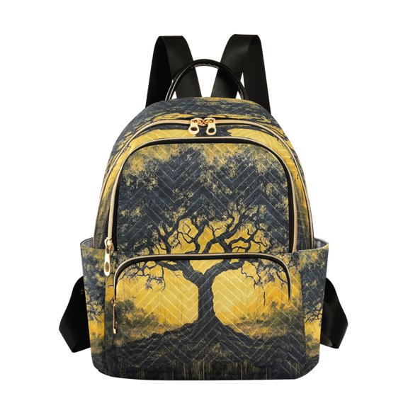 Quilted Backpack Fashion Backpack 11.41 * 6.1 * 14.17 Inch Women's Fashion Backpack Picnic Shopping Travel Out Sports backpack Beautiful Grey Tree
