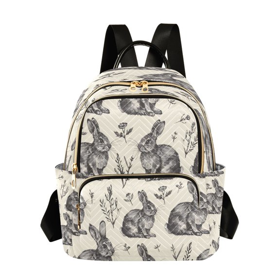 Quilted Backpack Fashion Backpack 11.41 * 6.1 * 14.17 Inch Women's Fashion Backpack Picnic Shopping Travel Out Sports backpack Black Rabbit