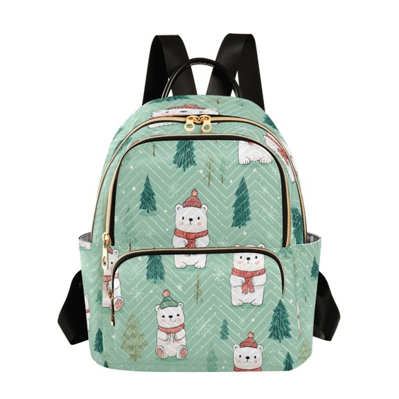 Quilted Backpack Fashion Backpack 11.41 * 6.1 * 14.17 Inch Women's Fashion Backpack Picnic Shopping Travel Out Sports backpack Cartoon Christmas Bear