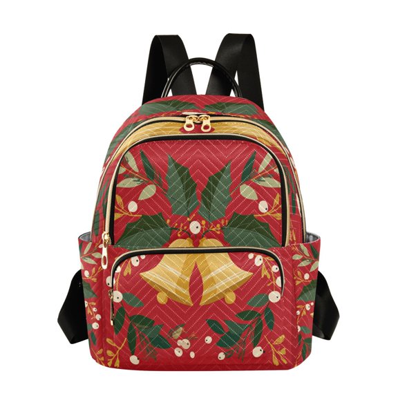 Quilted Backpack Fashion Backpack 11.41 * 6.1 * 14.17 Inch Women's Fashion Backpack Picnic Shopping Travel Out Sports backpack Cute Christmas Bell