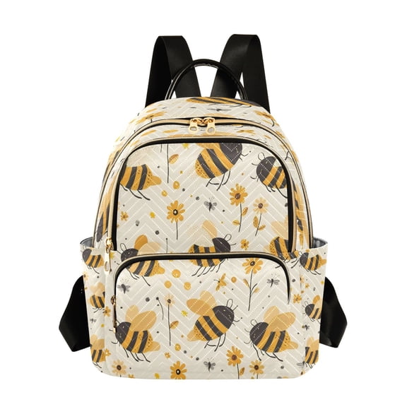 Quilted Backpack Fashion Backpack 11.41 * 6.1 * 14.17 Inch Women's Fashion Backpack Picnic Shopping Travel Out Sports backpack Cute Yellow Bee