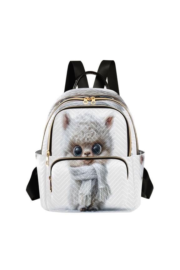 Quilted Backpack Fashion Backpack 11.41 * 6.1 * 14.17 Inch Women's Fashion Backpack Picnic Shopping Travel Out Sports backpack Fuzzy Llama Image