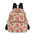 thumbnail image 1 of Quilted Backpack Fashion Backpack 11.41 * 6.1 * 14.17 Inch Women's Fashion Backpack Picnic Shopping Travel Out Sports backpack Large Red Flowers, 1 of 7