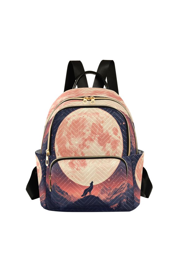 Quilted Backpack Fashion Backpack 11.41 * 6.1 * 14.17 Inch Women's Fashion Backpack Picnic Shopping Travel Out Sports backpack Lone Wolf