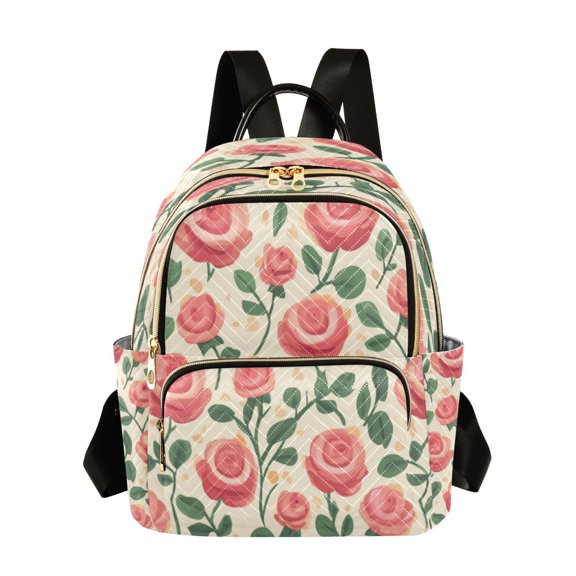 Quilted Backpack Fashion Backpack 11.41 * 6.1 * 14.17 Inch Women's Fashion Backpack Picnic Shopping Travel Out Sports backpack Pink Flowers3