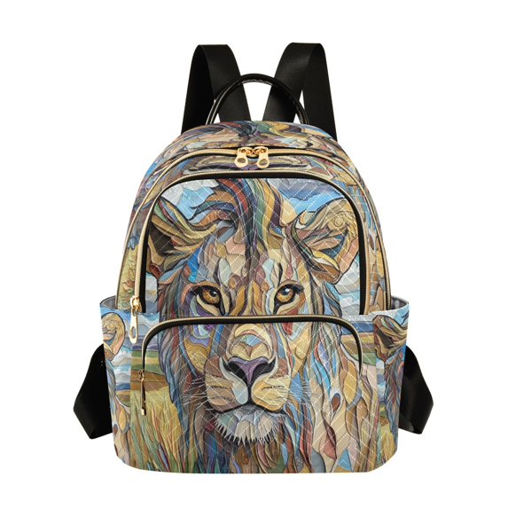 Quilted Backpack Fashion Backpack 11.41 * 6.1 * 14.17 Inch Women's Fashion Backpack Picnic Shopping Travel Out Sports backpack Prairie Lion Pattern