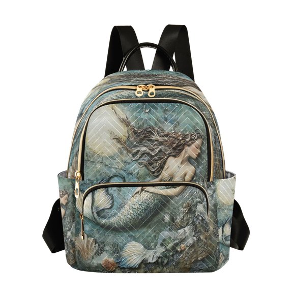 Quilted Backpack Fashion Backpack 11.41 * 6.1 * 14.17 Inch Women's Fashion Backpack Picnic Shopping Travel Out Sports backpack Pretty Mermaid Pattern
