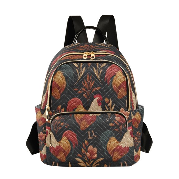 Quilted Backpack Fashion Backpack 11.41 * 6.1 * 14.17 Inch Women's Fashion Backpack Picnic Shopping Travel Out Sports backpack Pretty Roosters