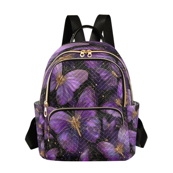 Quilted Backpack Fashion Backpack 11.41 * 6.1 * 14.17 Inch Women's Fashion Backpack Picnic Shopping Travel Out Sports backpack Purple Butterflies