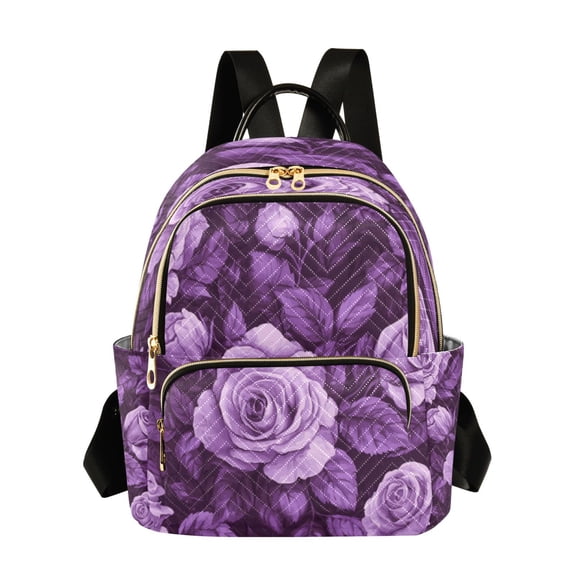 Quilted Backpack Fashion Backpack 11.41 * 6.1 * 14.17 Inch Women's Fashion Backpack Picnic Shopping Travel Out Sports backpack Purple Rose3