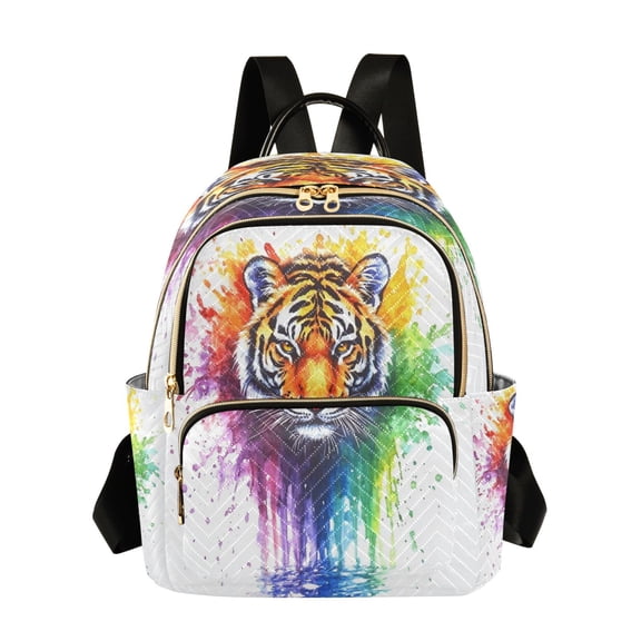 Quilted Backpack Fashion Backpack 11.41 * 6.1 * 14.17 Inch Women's Fashion Backpack Picnic Shopping Travel Out Sports backpack Rainbow Pretty Tiger