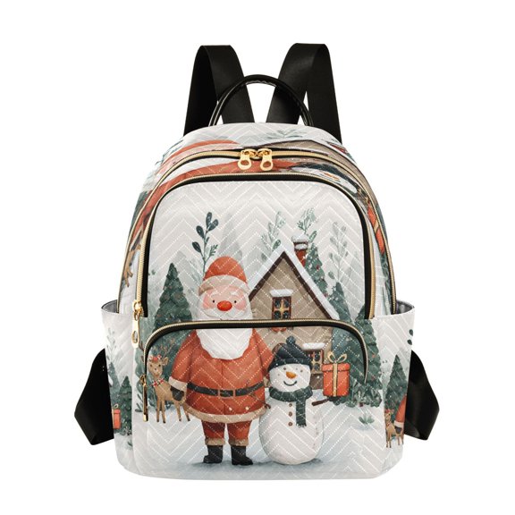 Quilted Backpack Fashion Backpack 11.41 * 6.1 * 14.17 Inch Women's Fashion Backpack Picnic Shopping Travel Out Sports backpack Santa Claus Beautiful