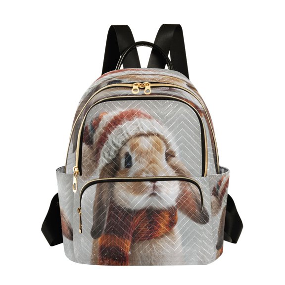 Quilted Backpack Fashion Backpack 11.41 * 6.1 * 14.17 Inch Women's Fashion Backpack Picnic Shopping Travel Out Sports backpack Warm Christmas Rabbit