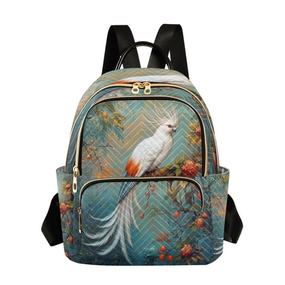Quilted Backpack Fashion Backpack 11.41 * 6.1 * 14.17 Inch Women's Fashion Backpack Picnic Shopping Travel Out Sports backpack White Beautiful Bird
