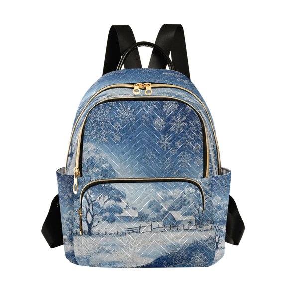 Quilted Backpack Fashion Backpack 11.41 * 6.1 * 14.17 Inch Women's Fashion Backpack Picnic Shopping Travel Out Sports backpack Winter Scene