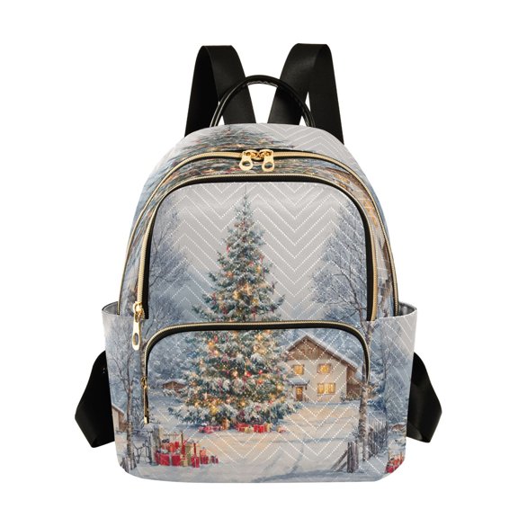 Quilted Backpack Fashion Backpack 11.41 * 6.1 * 14.17 Inch Women's Fashion Backpack Picnic Shopping Travel Out Sports backpack Beautiful Christmas Snow
