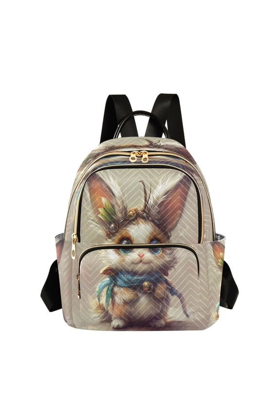 Quilted Backpack Fashion Backpack 11.41 * 6.1 * 14.17 Inch Women's Fashion Backpack Picnic Shopping Travel Out Sports backpack Cartoon Beautiful Brown Rabbit