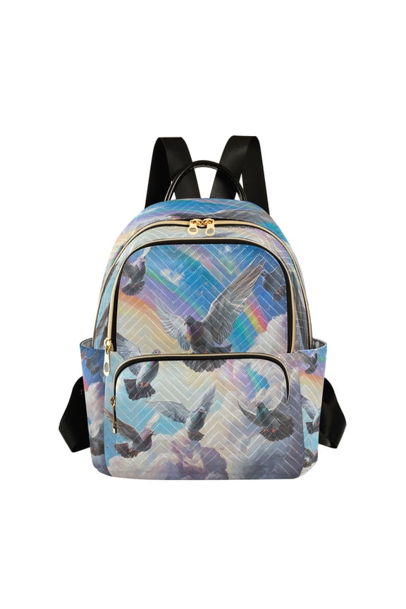 Quilted Backpack Fashion Backpack 11.41 * 6.1 * 14.17 Inch Women's Fashion Backpack Picnic Shopping Travel Out Sports backpack Cartoon Beautiful Pigeon