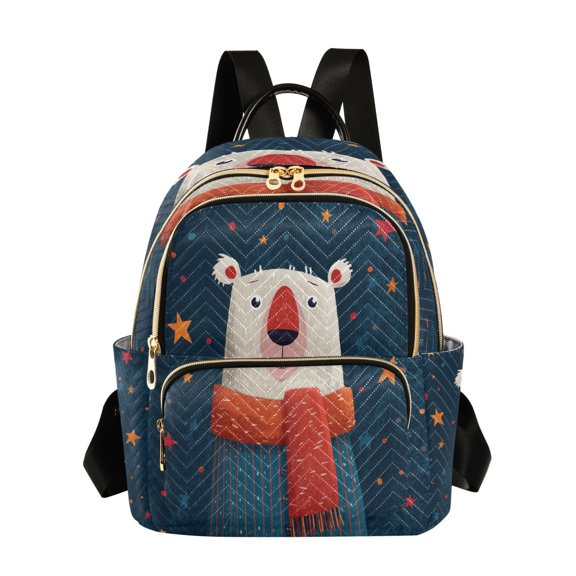 Quilted Backpack Fashion Backpack 11.41 * 6.1 * 14.17 Inch Women's Fashion Backpack Picnic Shopping Travel Out Sports backpack Cartoon Christmas White Bear