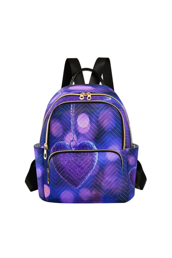 Quilted Backpack Fashion Backpack 11.41 * 6.1 * 14.17 Inch Women's Fashion Backpack Picnic Shopping Travel Out Sports backpack Cartoon Pretty Purple Heart