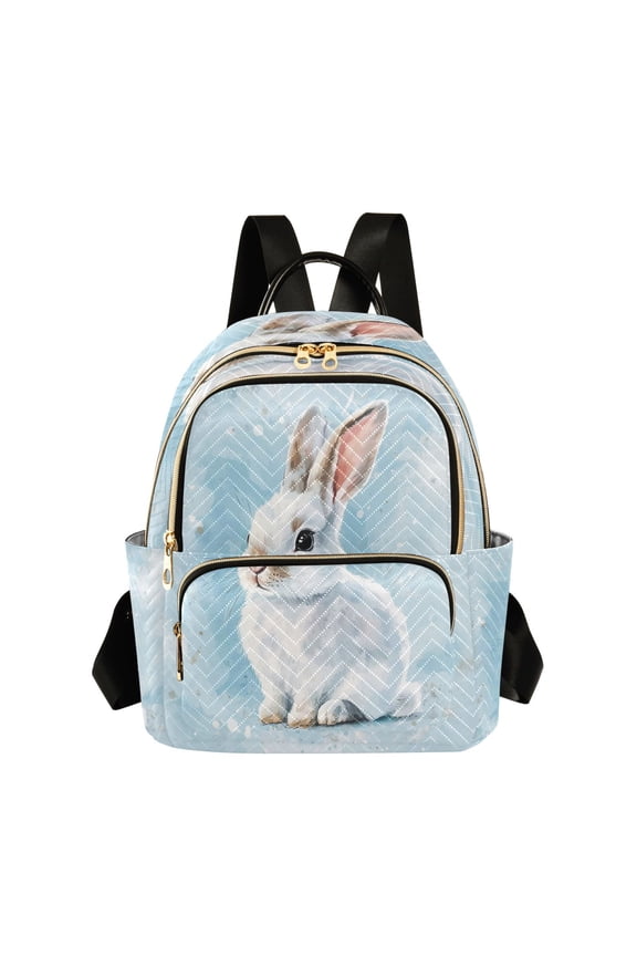 Quilted Backpack Fashion Backpack 11.41 * 6.1 * 14.17 Inch Women's Fashion Backpack Picnic Shopping Travel Out Sports backpack Cute Blue Cartoon Rabbit