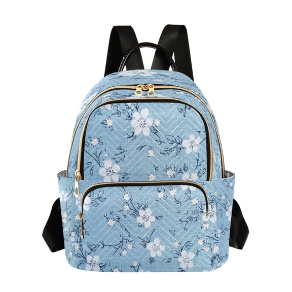 Quilted Backpack Fashion Backpack 11.41 * 6.1 * 14.17 Inch Women's Fashion Backpack Picnic Shopping Travel Out Sports backpack Light Blue Cloth Pattern