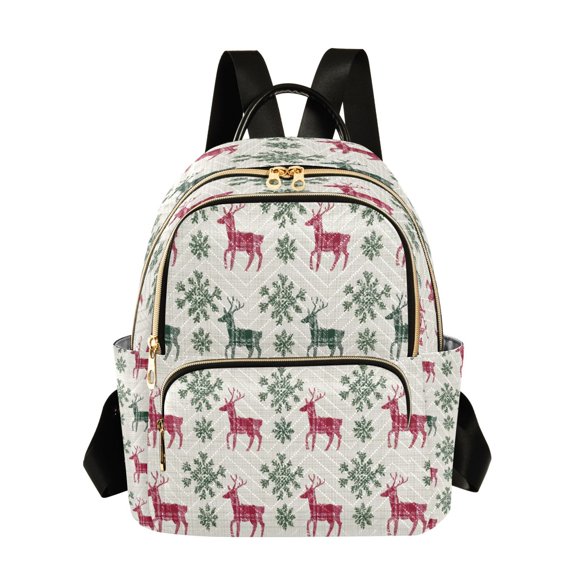 Quilted Backpack Fashion Backpack 11.41 * 6.1 * 14.17 Inch Women's Fashion Backpack Picnic Shopping Travel Out Sports backpack Red Cartoon Christmas Deer