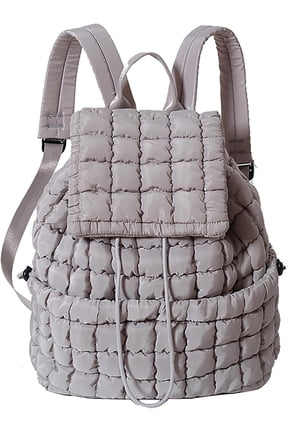 Quilted Backpack for Women Lightweight Puffer Drawstring Padding Hiker Back Pack Travel Backpack College Gym Bag