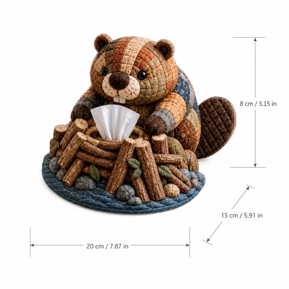 Quilted Beaver Tissue Box DIY Kit, Patchwork Designs Paper Tissue Holder, Handmade Craft Tissues Organizer for Bathroom Bedroom Dresser Living Room Office